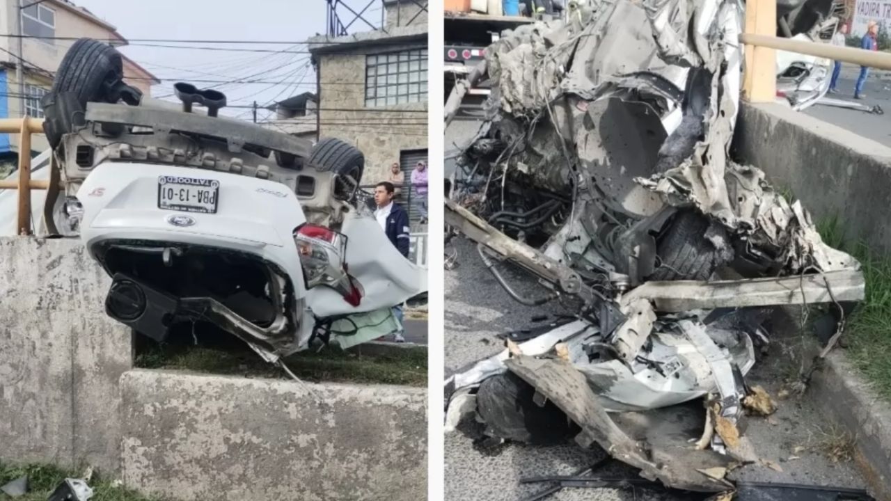 IMÁGENES FUERTES conductor destroza su auto y muere en plena Navidad