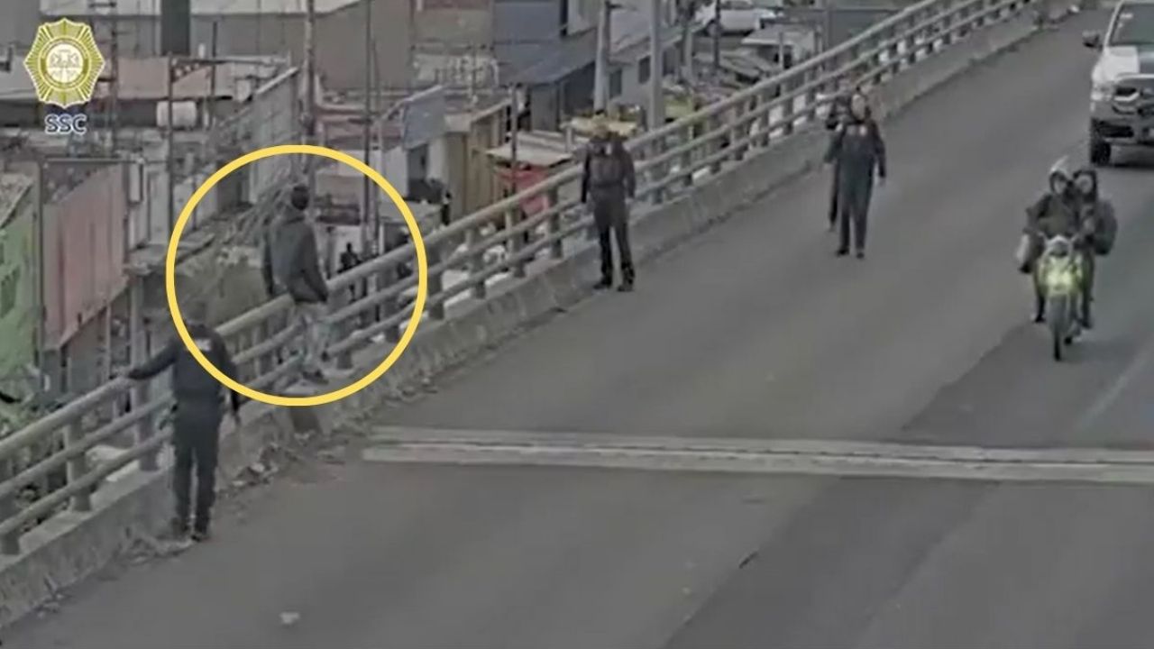 Captan momento exacto en que policías evitan suicidio de un hombre en