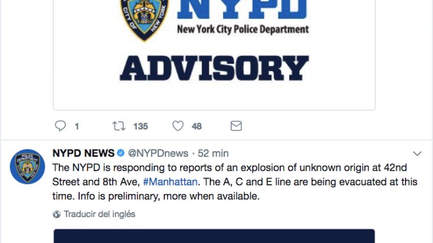 Explosión en Nueva York: Atacante bajo custodia de la Policía