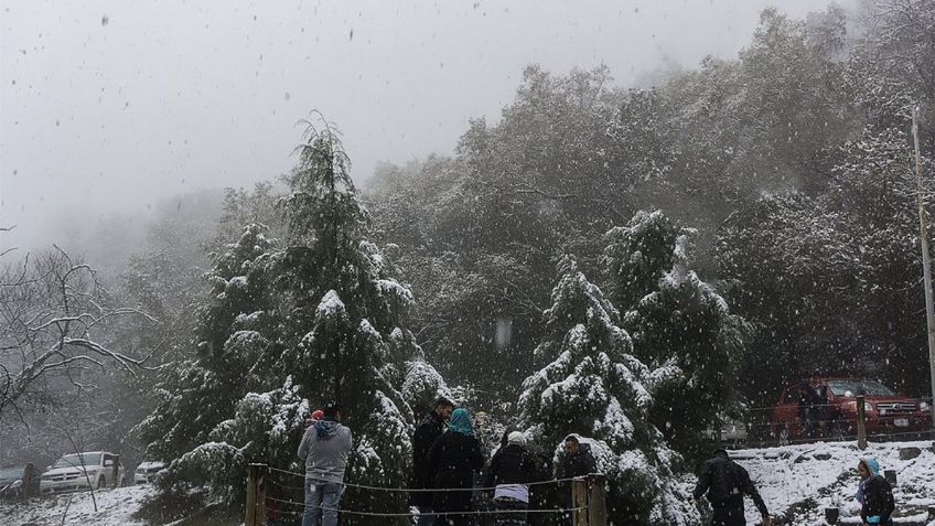 En Chipinque, Nuevo Léon,  la nieve sorprende a sus visitantes