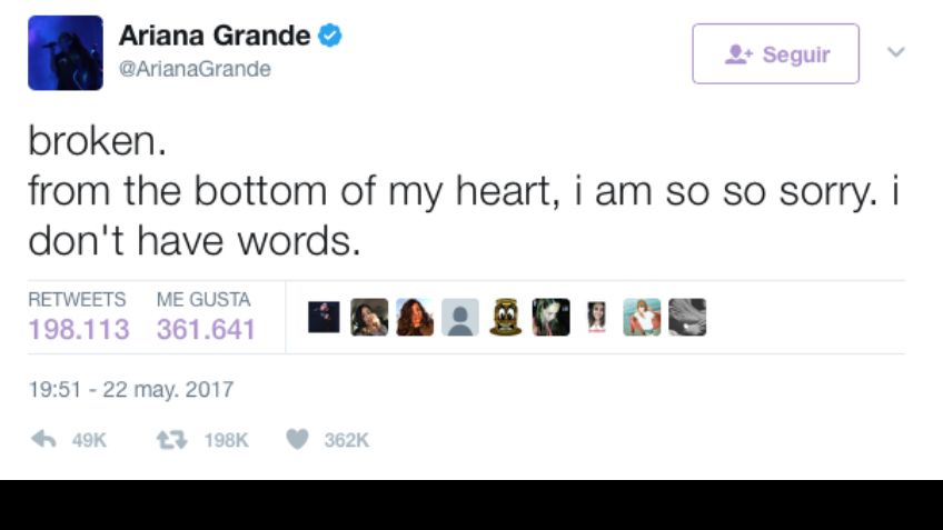 Ariana Grande dice estar destrozada tras ataque