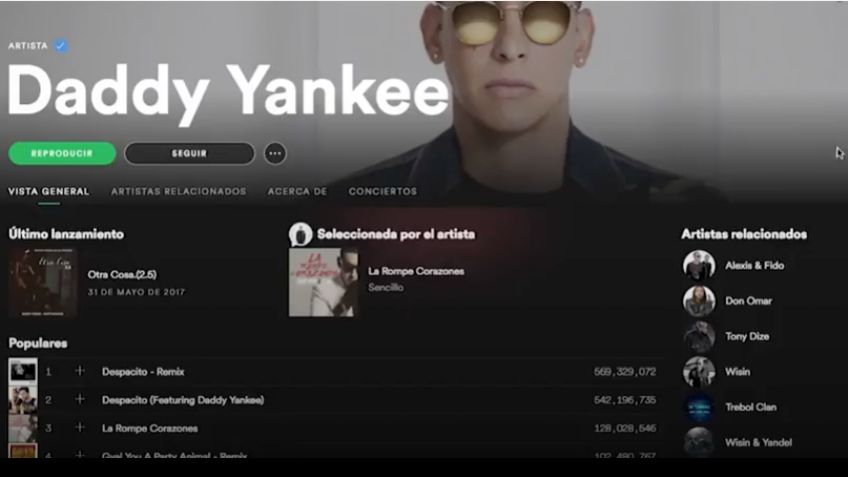 Daddy Yankee, el cantante más escuchado en Spotify a nivel mundial