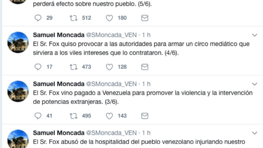 Gobierno de Venezuela declara persona no grata a Vicente Fox