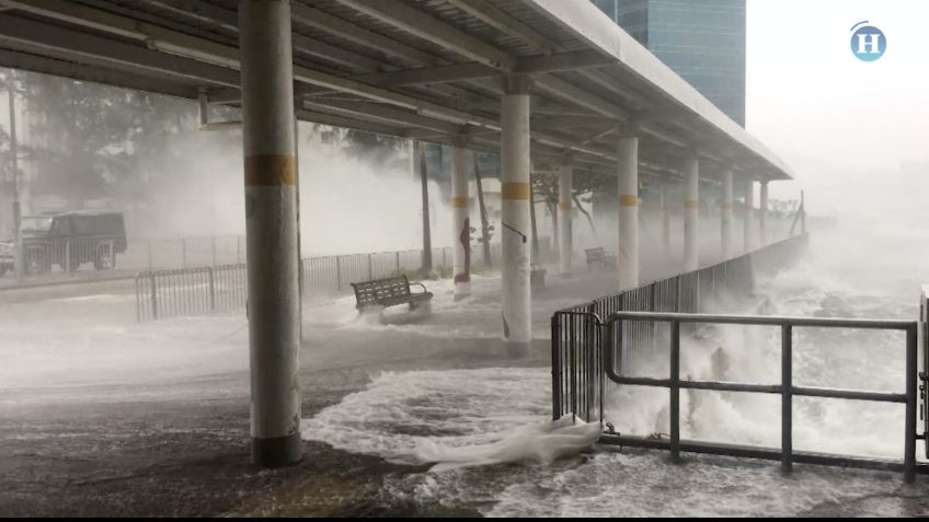 Imágenes del tifón "Hato" en Hong Kong