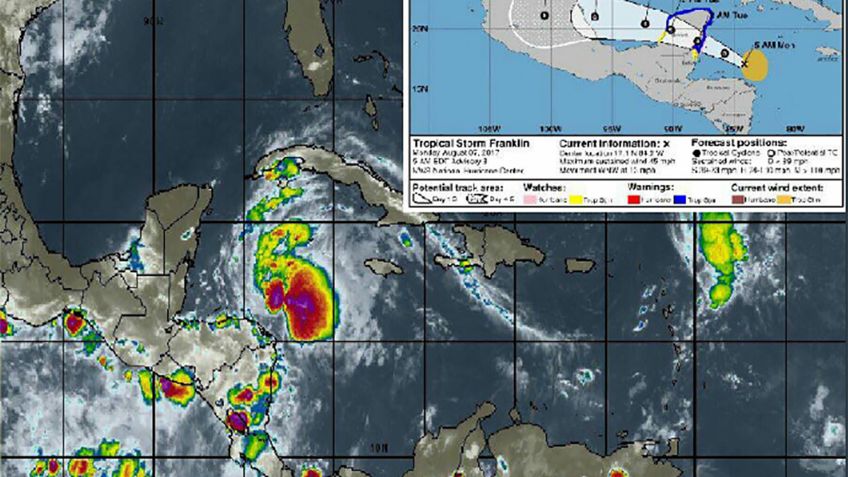 Por tormenta Franklin, emiten alerta amarilla en Quintana Roo