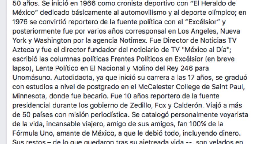 Murió el periodista Roberto González Pérez