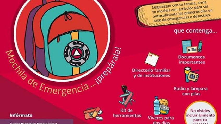 ¿Qué debe contener la mochila de seguridad en caso de sismo?