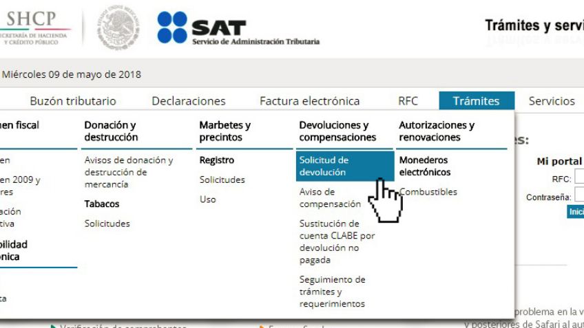 ¿Cómo me puede devolver el SAT saldo a favor?