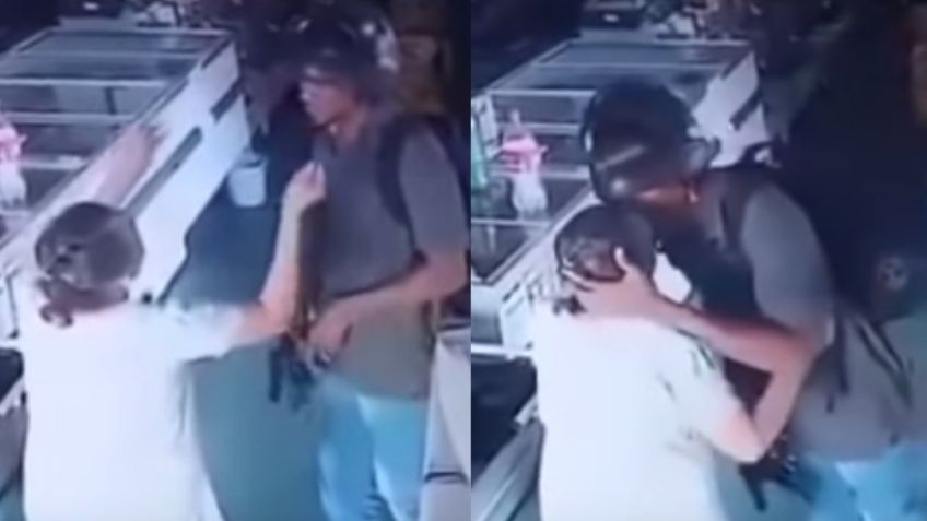 Asaltante calma con beso en la frente a abuelita aterrorizada: VIDEO