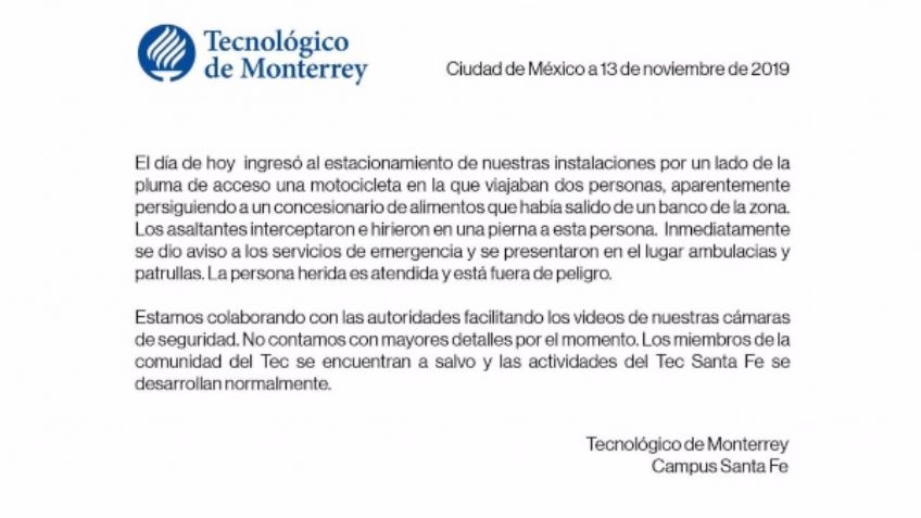 Así fue la balacera en el Tec de Monterrey, Santa Fe: VIDEO