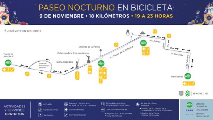 Así se vive el Paseo Nocturno en Bicicleta por el Día de Muertos: VIDEO