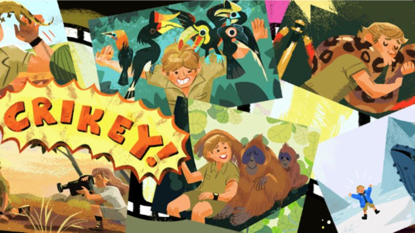 Google dedica su doodle de este viernes a Steve Irwin, "El cazador de cocodrilos"