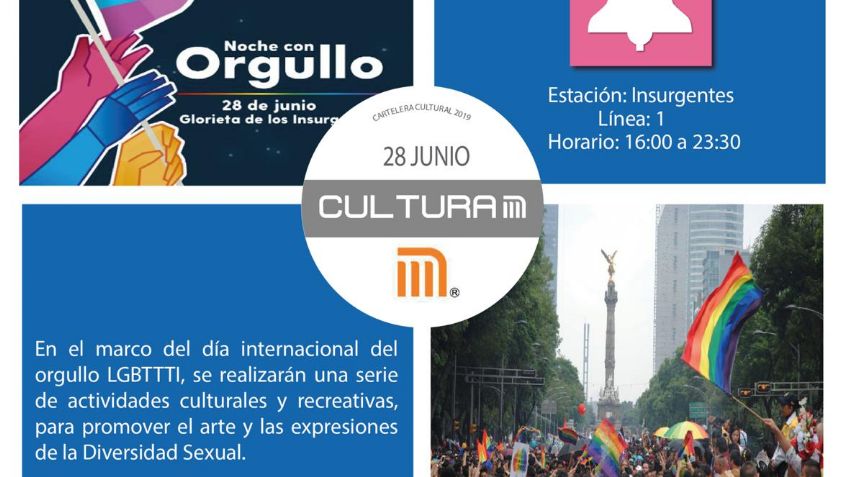 Este viernes, "Noche con Orgullo" en la Glorieta del Metro Insurgentes