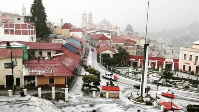 Granizada cubre de blanco a Mineral del Monte, Hidalgo: VIDEO