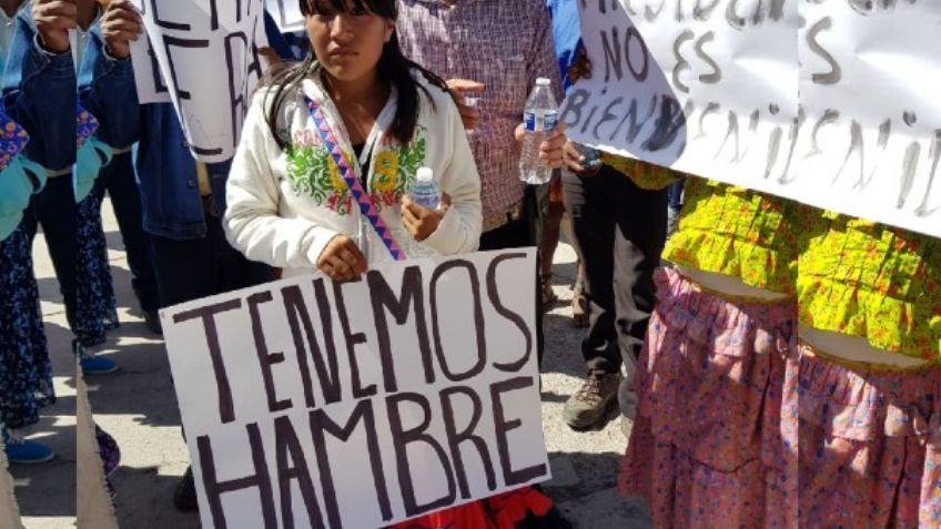 Rarámuris protestan en evento de López Obrador en Chihuahua