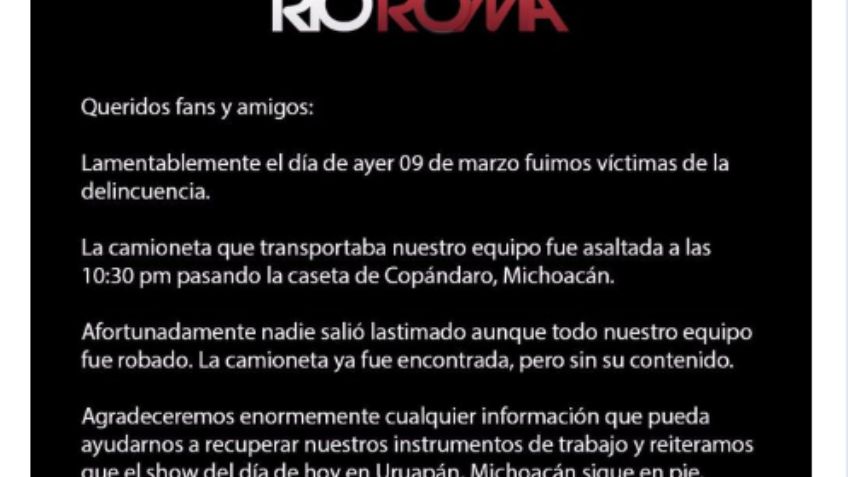 ¡Asaltan al Bronco! La agrupación denunció el robo por medio de redes sociales