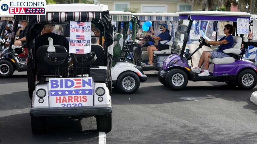 Carritos de golf desfilan en meca de jubilados republicanos para mostrar apoyo a Biden