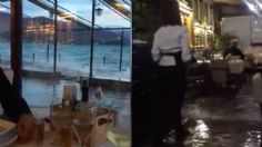 VIDEO VIRAL: Pareja ve arruinada su cena romántica tras inundación de restaurante