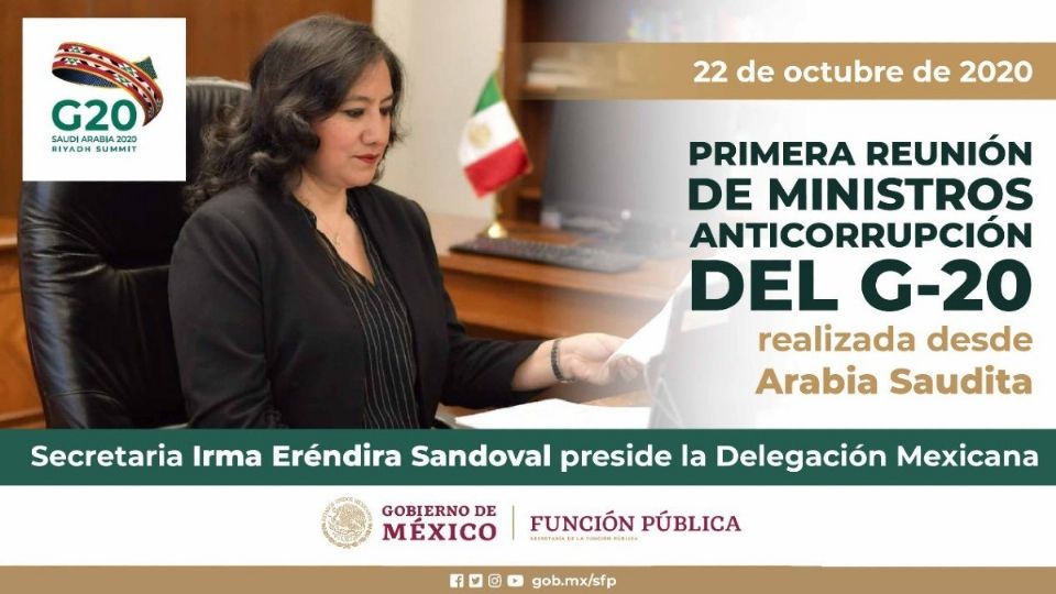 Irma Eréndira Sandoval, secretaria de la Función Pública, presidió la delegación mexicana. Foto: Especial