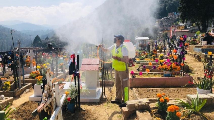 Sanitizan panteones de la alcaldía Cuajimalpa