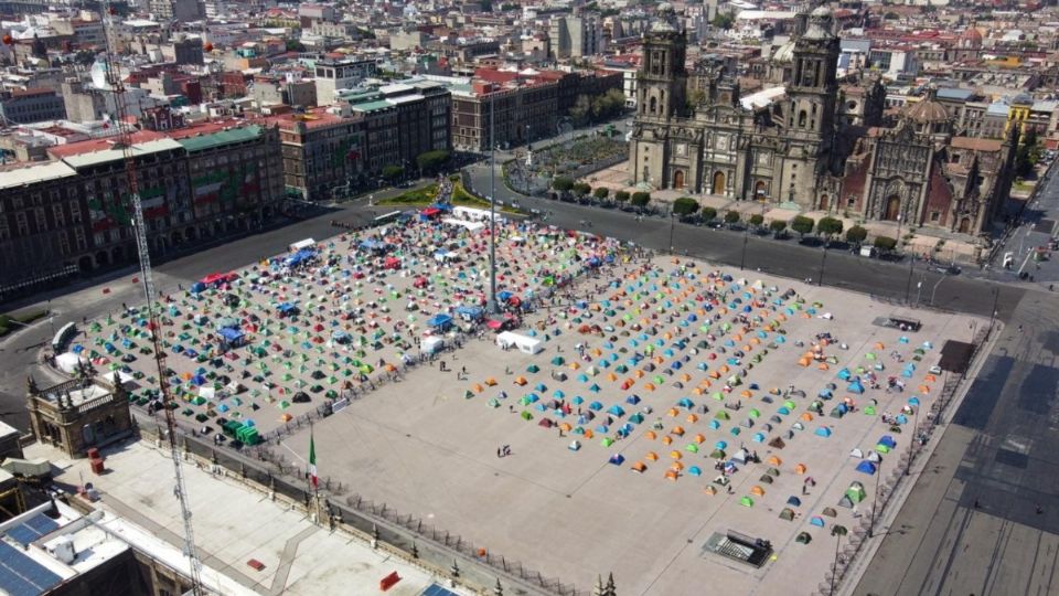 Así se encuentra actualmente el campamento en el Zócalo. Foto: Daniel Ojeda