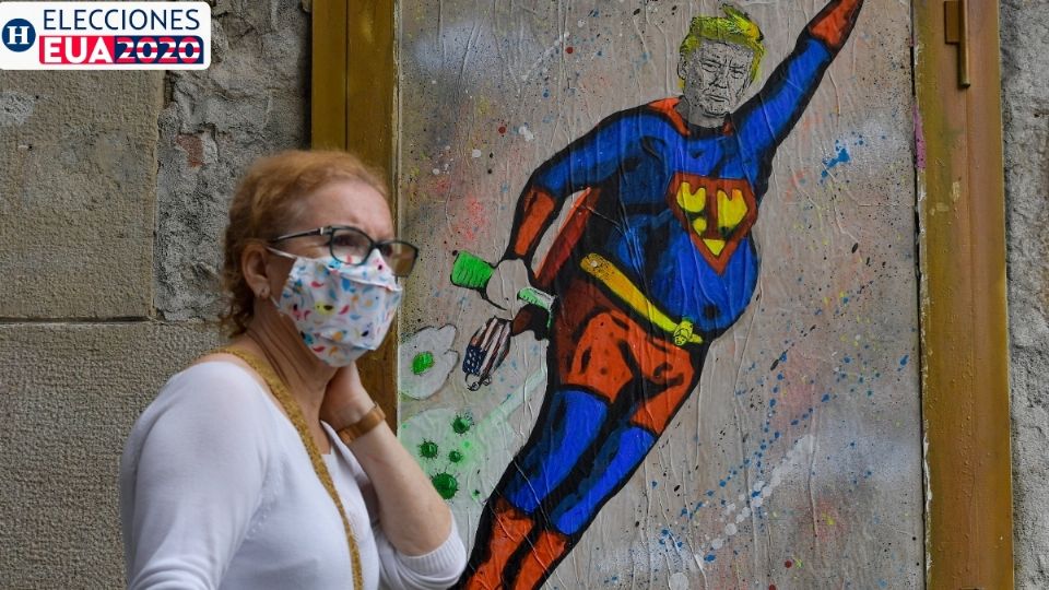 Una nueva obra del artista callejero TVBoy representa al presidente Donald Trump. Foto: AFP