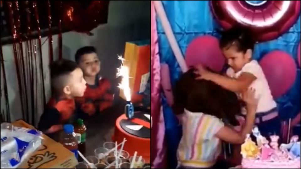 En redes sociales comienzan a compara los dos videos ocurridos en fiestas infantiles. Foto: Especial