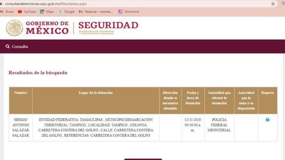 Aparentemente fue trasladado a la ciudad de Hermosillo, Sonora en donde sería sometido a una comparecencia ante el Juez que lleva el caso.