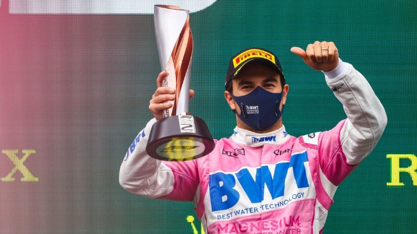 ¡Orgullo mexicano! De esta manera celebra Checo Pérez su noveno podio en la F1: VIDEO