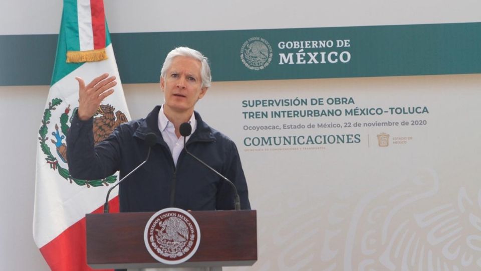 En compañía del presidente López Obrador, el gobernador Alfredo del Mazo supervisó las obras Tren Interurbano México-Toluca. Foto: Especial