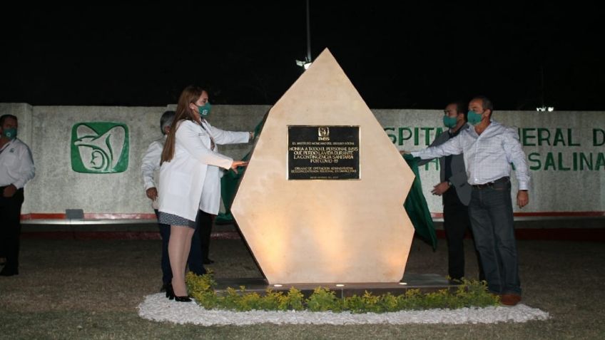 Develan memorial en honor a trabajadores de la salud fallecidos por Covid-19 en Tamaulipas 