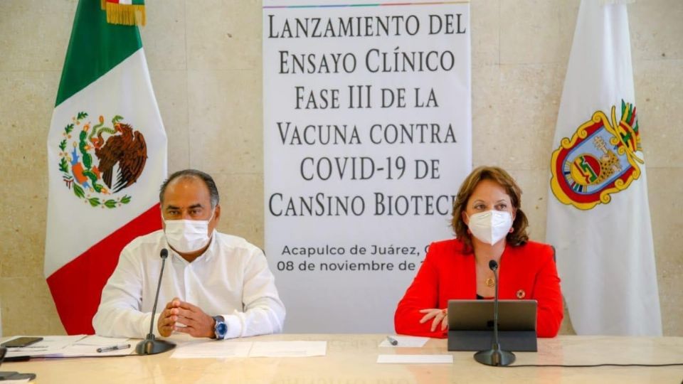 El gobernador Héctor Astudillo señaló que en Guerrero se aplicará la fase tres del ensayo clínico de la vacuna contra el coronavirus del laboratorio chino CanSino Biotech. Foto: Especial