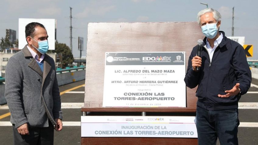 Alfredo del Mazo y Arturo Herrera inauguran distribuidor vial Las Torres-Aeropuerto de Toluca