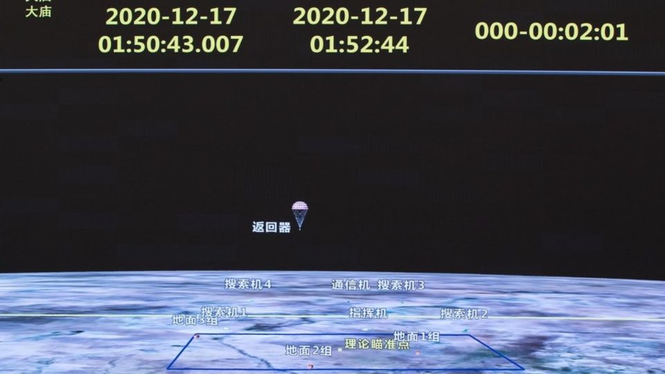 TRIUNFO. La nave espacial arribó a la 01:59, hora de Beijing. FOTO: XINHUA