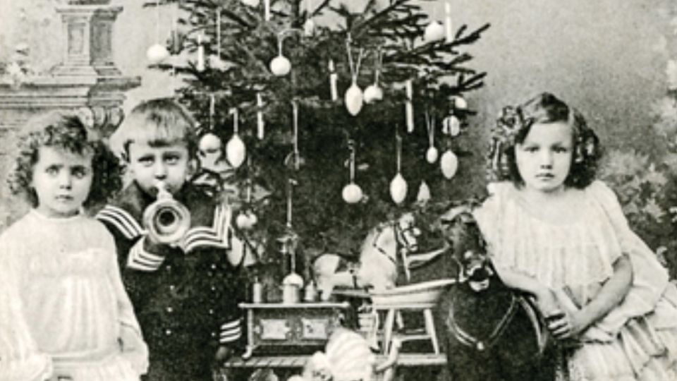 Navidad en casa 1848, tarjeta postal. Foto: Archivo nacional de Noruega