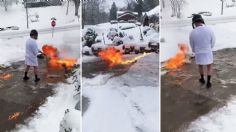 VIDEO VIRAL: Con potente lanzallamas un hombre despeja de nieve la entrada de su casa