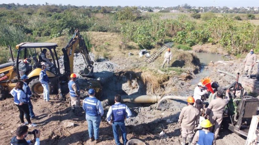 Reparan línea de conducción de las plantas de tratamiento de agua del sur de Tamaulipas