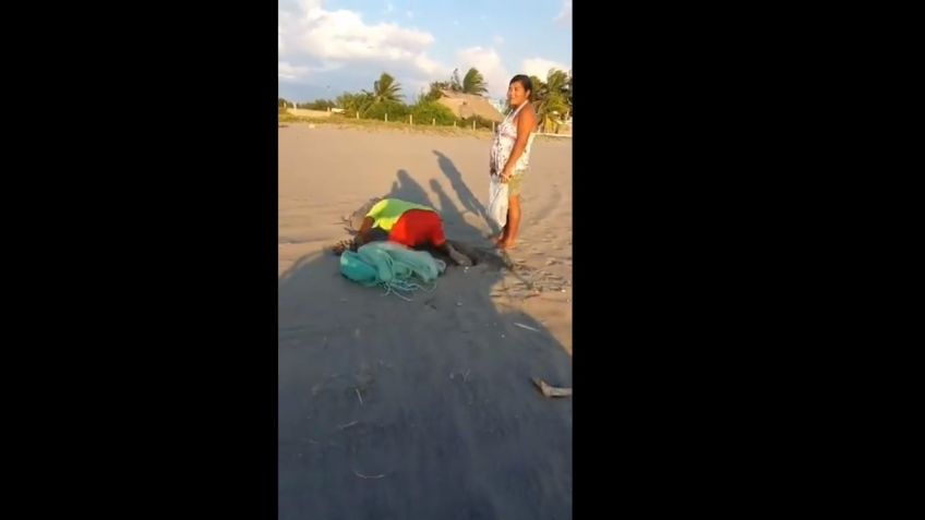 VIDEO VIRAL: ¡INDIGNANTE! Graban a pareja saqueando nido de TORTUGA en Puerto Arista