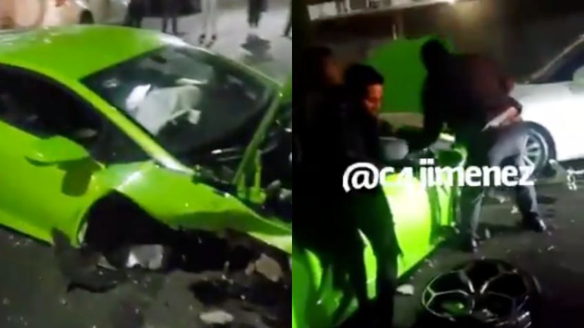 Así ESCAPÓ por una ventana el conductor que estrelló Lamborghini: VIDEO