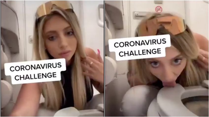 ¡Lo que faltaba! Influencer lame inodoro de avión e incita al "Coronavirus Challenge": VIDEO