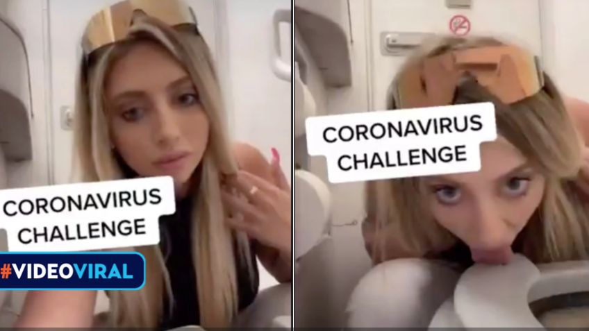 ¡Lo que faltaba! Influencer lame inodoro de avión e incita al "Coronavirus Challenge": VIDEO