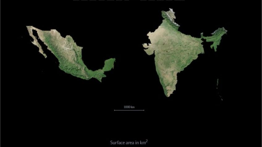 Este es el tamaño REAL de los países explicados en un gráfico ¿en qué lugar está México?