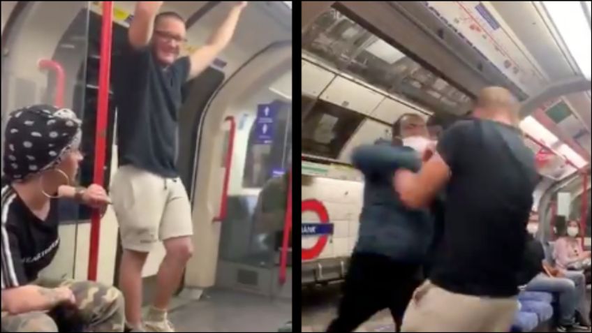 Racista agrede a jóvenes en metro de Londres; termina noqueado en el suelo: VIDEO