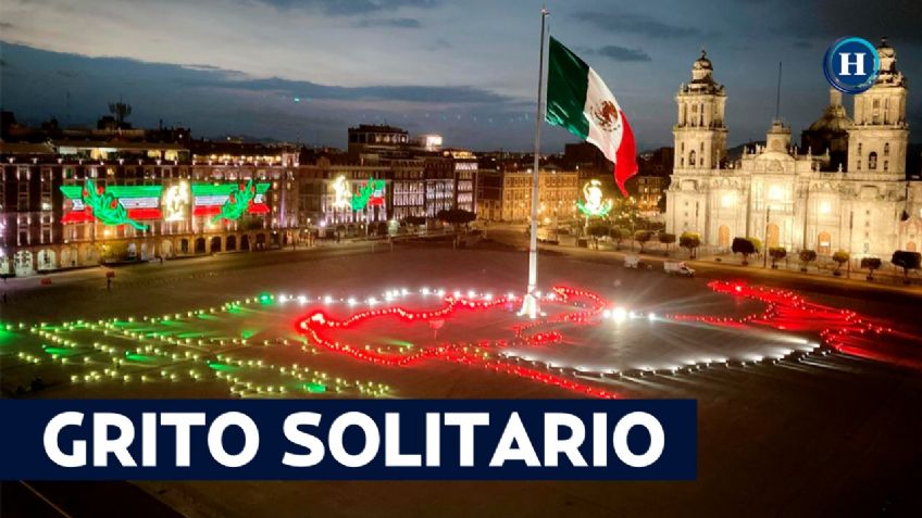 Ante un ZÓCALO vacio el presidente dio el GRITO DE INDEPENDENCIA