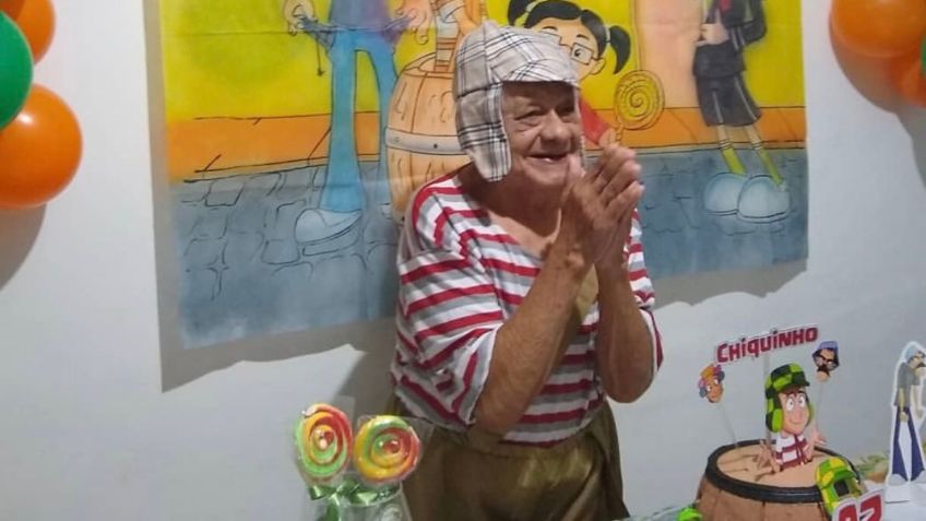 ¡Al estilo del Chavo del 8! Abuelito celebra sus 90 años con fiesta temática