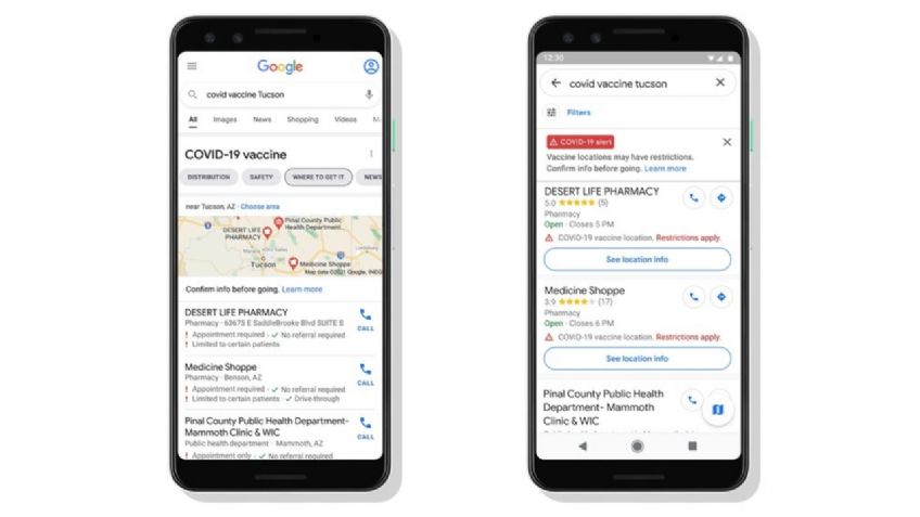 Google Maps mostrará, en tiempo real, puntos de VACUNACIÓN en Estados Unidos