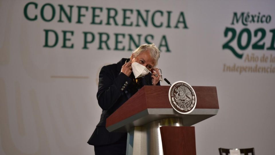 Sánchez Cordero desde la conferencia matutina. Foto: Daniel Ojeda