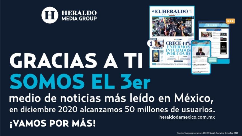 ¡Somos el tercer medio más leído del país! Contigo, en El Heraldo de México, vamos por más