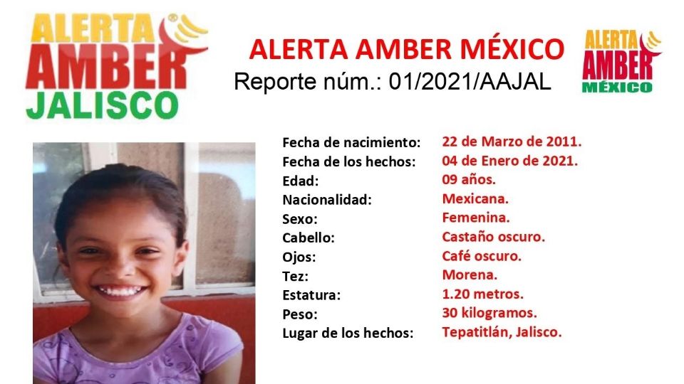 La Fiscalía del Estado de Jalisco activó la Alerta Amber para localizar a Alisson Talavera
FOTO: Twitter