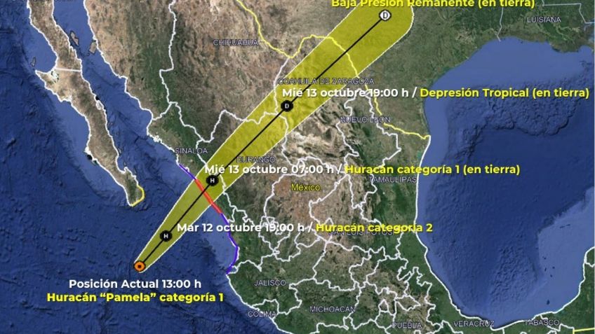 Alerta máxima en Sinaloa por Huracán Pamela: tocará tierra con toda su fuerza este miércoles 13 de octubre